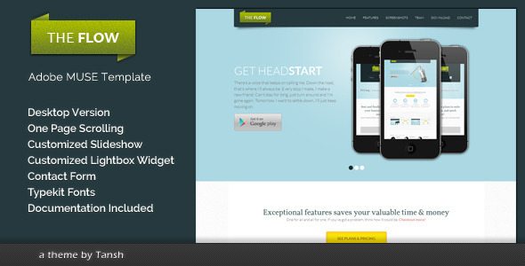 The Flow One Page Muse Template free download